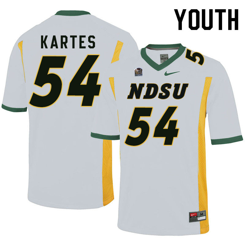 Youth #54 Mitchell Kartes North Dakota State Bison College Football Jerseys Sale-White - Click Image to Close
